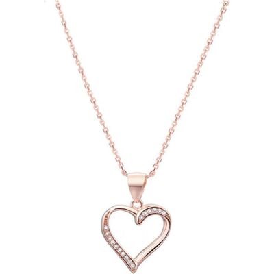 Beneto, Halsschmuck, Pink gold plated silver necklace with heart AGS289 / 47-ROSE (L), (Silber) Beneto, Halsschmuck, Pink gold plated silver necklace with heart AGS289 / 47-ROSE (L), (Silber)