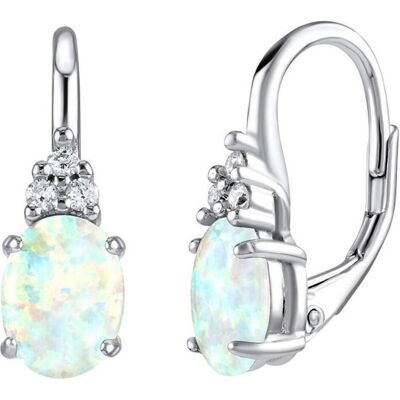 Silvego, Ohrringe, Silver earrings with white synthetic opal Olivia LPS1508W, (Silber 925) Silvego, Ohrringe, Silver earrings with white synthetic opal Olivia LPS1508W, (Silber 925)