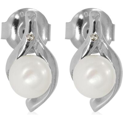Xen, Ohrringe, Ohrstecker mit Diamant ca. 0,01 ct. und weisser Süsswasserzuchtperle, (925 Sterling Silber) Xen, Ohrringe, Ohrstecker mit Diamant ca. 0,01 ct. und weisser Süsswasserzuchtperle, (925 Sterling Silber)
