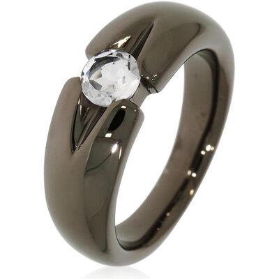 Xen, Ring, Ring mit 5 mm Bergkristall ca. 0,50 ct. Black Rhodium, (58) Xen, Ring, Ring mit 5 mm Bergkristall ca. 0,50 ct. Black Rhodium, (58)