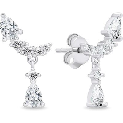 Brilio, Ohrringe, Silver - Charming silver earrings with zircons EA715W, (Silber) Brilio, Ohrringe, Silver - Charming silver earrings with zircons EA715W, (Silber)