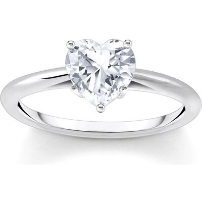 Thomas Sabo, Ring, Ring mit weissem Stein in Herzform, (52, 925 Silber) Thomas Sabo, Ring, Ring mit weissem Stein in Herzform, (52, 925 Silber)