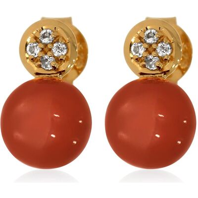 Xen, Ohrringe, Ohrstecker mit Chocolate Mondstein und Weisstopas ca. 3,07 ct. gelbvergoldet, (925 Sterling Silber) Xen, Ohrringe, Ohrstecker mit Chocolate Mondstein und Weisstopas ca. 3,07 ct. gelbvergoldet, (925 Sterling Silber)
