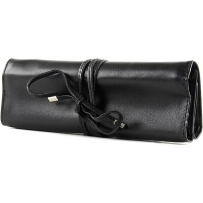 Windrose, Uhrenbox + Schmuckaufbewahrung, Nappa Schmuckrolle 21 cm Leder, Schwarz Windrose, Uhrenbox + Schmuckaufbewahrung, Nappa Schmuckrolle 21 cm Leder, Schwarz