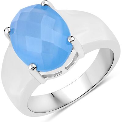 Xen, Ring, Ring mit Chalcedon dyed blue 925 Sterlingsilber rhodiniert, (52) Xen, Ring, Ring mit Chalcedon dyed blue 925 Sterlingsilber rhodiniert, (52)