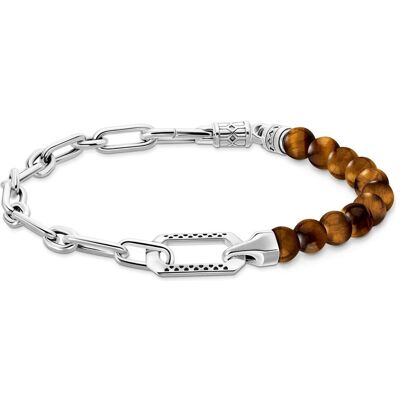 Thomas Sabo, Armschmuck, Armband mit braunen Beads Silber geschwärzt, (19 cm, 925 Sterlingsilber, Geschwärzt) Thomas Sabo, Armschmuck, Armband mit braunen Beads Silber geschwärzt, (19 cm, 925 Sterlingsilber, Geschwärzt)