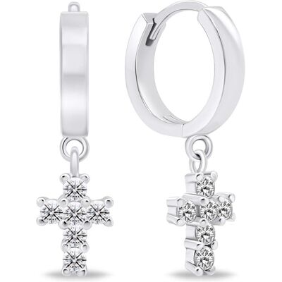 Brilio, Ohrringe, Silver - Silver hoop earrings Cross EA644W, (Silber) Brilio, Ohrringe, Silver - Silver hoop earrings Cross EA644W, (Silber)