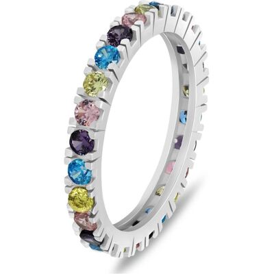 Brilio, Ring, Silver - Playful silver ring with colored zircons RI116WRBW - Circuit: 58 mm, (58, 925 Silber) Brilio, Ring, Silver - Playful silver ring with colored zircons RI116WRBW - Circuit: 58 mm, (58, 925 Silber)