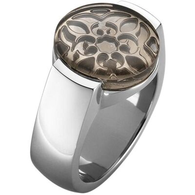 Xen, Ring, Ring Ornament mit Rauchquarz Cabochon, (52) Xen, Ring, Ring Ornament mit Rauchquarz Cabochon, (52)