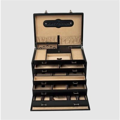 Windrose, Uhrenbox + Schmuckaufbewahrung, Schmuck- & Uhrenkoffer Ambience 5 - Schwarz, Schwarz Windrose, Uhrenbox + Schmuckaufbewahrung, Schmuck- & Uhrenkoffer Ambience 5 - Schwarz, Schwarz