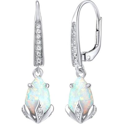 Silvego, Ohrringe, Silver earrings with white synthetic opal JJJE1267W, (Silber) Silvego, Ohrringe, Silver earrings with white synthetic opal JJJE1267W, (Silber)