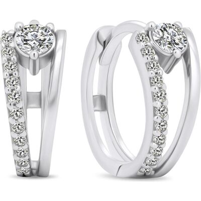 Brilio, Ohrringe, Silver - Dazzling round earrings with zircons EA503W, (Silber) Brilio, Ohrringe, Silver - Dazzling round earrings with zircons EA503W, (Silber)