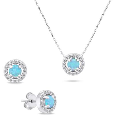 Brilio, Ohrringe, Charming Silver Opal Jewelry Set SET225WLB (Earrings, Necklace), (Silber) Brilio, Ohrringe, Charming Silver Opal Jewelry Set SET225WLB (Earrings, Necklace), (Silber)