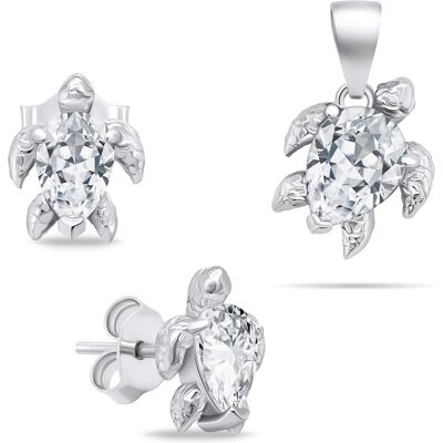 Brilio, Ohrringe, Silver Playful Silver Jewelry Set With Zircons Turtle Set233w Earrings Pendant, (Silber) Brilio, Ohrringe, Silver Playful Silver Jewelry Set With Zircons Turtle Set233w Earrings Pendant, (Silber)