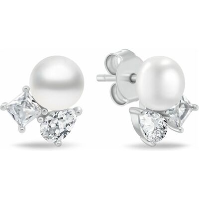 Brilio, Ohrringe, Silver - Delicate silver earrings with clear zircons and pearl EA1190W, (Silber) Brilio, Ohrringe, Silver - Delicate silver earrings with clear zircons and pearl EA1190W, (Silber)