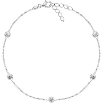 Brilio, Armschmuck, Silver - Delicate silver leg bracelet with zircons ANK106W, (925 Sterling Silber) Brilio, Armschmuck, Silver - Delicate silver leg bracelet with zircons ANK106W, (925 Sterling Silber)