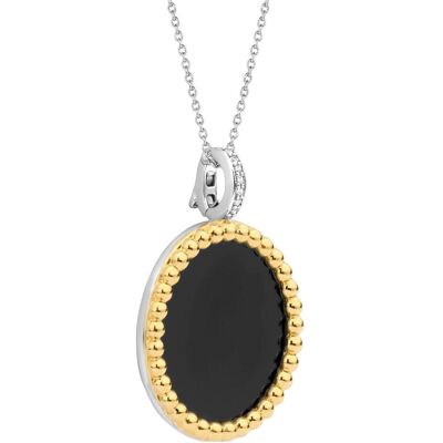 Ti Sento Milano, Halsschmuck, Kette mit Anhänger Onyx bicolor vergoldet 6794BO, (925 Sterling Silber, 45 cm) Ti Sento Milano, Halsschmuck, Kette mit Anhänger Onyx bicolor vergoldet 6794BO, (925 Sterling Silber, 45 cm)