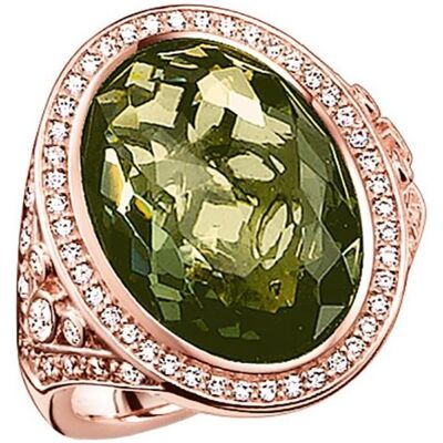 Thomas Sabo, Ring, Ring grün und weisse Zirkonia rosèvergoldet TR2022-416-6, (52) Thomas Sabo, Ring, Ring grün und weisse Zirkonia rosèvergoldet TR2022-416-6, (52)