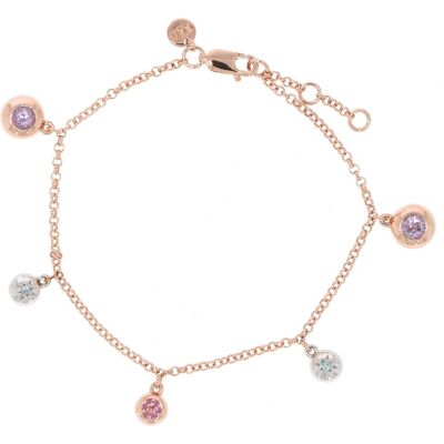 Xen, Armschmuck, Armband Multicolor ca. 0,65 ct. 17-19 cm rosèvergoldet, (19 cm, 925 Sterling Silber) Xen, Armschmuck, Armband Multicolor ca. 0,65 ct. 17-19 cm rosèvergoldet, (19 cm, 925 Sterling Silber)