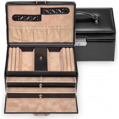 Sacher, Uhrenbox + Schmuckaufbewahrung, 27.107.010.443 - Schmuckkoffer Eva New Classic, schwarz (Echt Leder ), Schwarz Sacher, Uhrenbox + Schmuckaufbewahrung, 27.107.010.443 - Schmuckkoffer Eva New Classic, schwarz (Echt Leder ), Schwarz