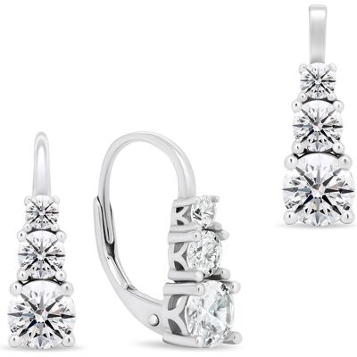 Brilio, Ohrringe, Silver - Elegant silver jewelry set with zircons SET221W (earrings. pendant), (Silber) Brilio, Ohrringe, Silver - Elegant silver jewelry set with zircons SET221W (earrings. pendant), (Silber)