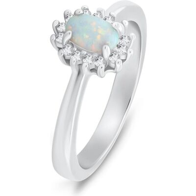 Brilio, Ring, Silver - Elegant silver ring with opal and zircons RI106W - Circuit: 58 mm, (58) Brilio, Ring, Silver - Elegant silver ring with opal and zircons RI106W - Circuit: 58 mm, (58)