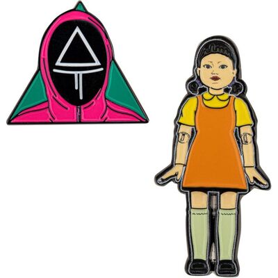 Cinereplicas, Anstecknadel, Squid Game Ansteck-Pins 2er-Pack Young-hee & Soldier Cinereplicas, Anstecknadel, Squid Game Ansteck-Pins 2er-Pack Young-hee & Soldier