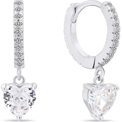 Brilio, Ohrringe, Silver - Delicate silver hoop earrings with hearts EA635W Brilio, Ohrringe, Silver - Delicate silver hoop earrings with hearts EA635W