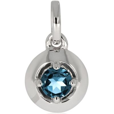 Xen, Kettenanhänger, Anhänger mit 5 mm London Blue Topas ca. 0,55 ct. rhodiniert, (925 Sterling Silber) Xen, Kettenanhänger, Anhänger mit 5 mm London Blue Topas ca. 0,55 ct. rhodiniert, (925 Sterling Silber)