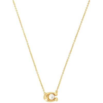 Coach, Halsschmuck, - Fashion gold plated necklace with artificial pearl 37341916GLD100 Coach, Halsschmuck, - Fashion gold plated necklace with artificial pearl 37341916GLD100