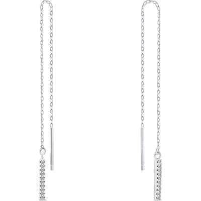 Brilio, Ohrringe, Silver - Long chain earrings with zircons EA1007W Brilio, Ohrringe, Silver - Long chain earrings with zircons EA1007W