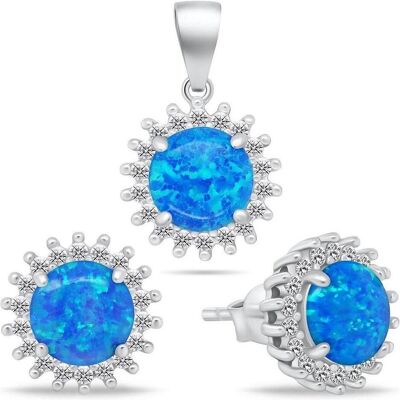 Brilio, Ohrringe, Silver - Charming Blue Opal Jewelry Set SET254WB (Earrings. Pendant), (Silber) Brilio, Ohrringe, Silver - Charming Blue Opal Jewelry Set SET254WB (Earrings. Pendant), (Silber)