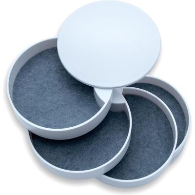 Intirilife, Uhrenbox + Schmuckaufbewahrung, Schmuckkasten mit 4 rotierbaren Ebenen, Weiss Intirilife, Uhrenbox + Schmuckaufbewahrung, Schmuckkasten mit 4 rotierbaren Ebenen, Weiss