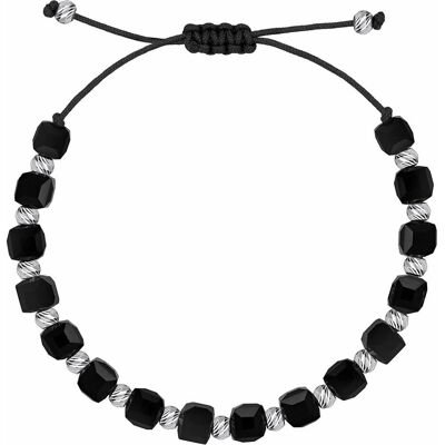 Brilio, Armschmuck, Silver -ack textile bracelet with beads BRC236WBC, (Perlen) Brilio, Armschmuck, Silver -ack textile bracelet with beads BRC236WBC, (Perlen)