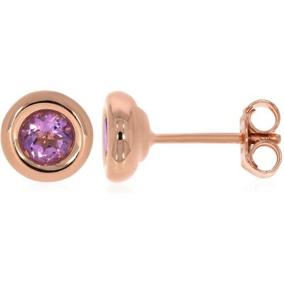 Xen, Ohrringe, Ohrstecker mit Pink Amethyst ca. 0,60 ct. rosèvergoldet, (925 Sterling Silber) Xen, Ohrringe, Ohrstecker mit Pink Amethyst ca. 0,60 ct. rosèvergoldet, (925 Sterling Silber)