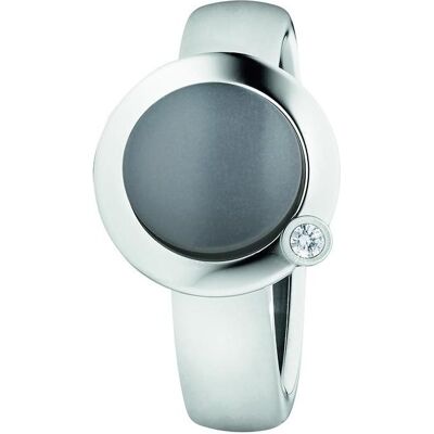 Xen, Ring, Ring mit 8 mm grossen grauen Mondstein und Brillant, (48) Xen, Ring, Ring mit 8 mm grossen grauen Mondstein und Brillant, (48)