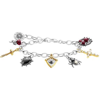 Thomas Sabo, Armschmuck, Armband mit Anhängern True Romance, (19 cm, 925er Silber, Emaille) Thomas Sabo, Armschmuck, Armband mit Anhängern True Romance, (19 cm, 925er Silber, Emaille)