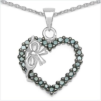 Xen, Halsschmuck, Herz-Anhänger mit Kette Blaue Diamanten 0,42ct. 45 cm 925 Silber, (925 Sterling Silber, 45 cm) Xen, Halsschmuck, Herz-Anhänger mit Kette Blaue Diamanten 0,42ct. 45 cm 925 Silber, (925 Sterling Silber, 45 cm)