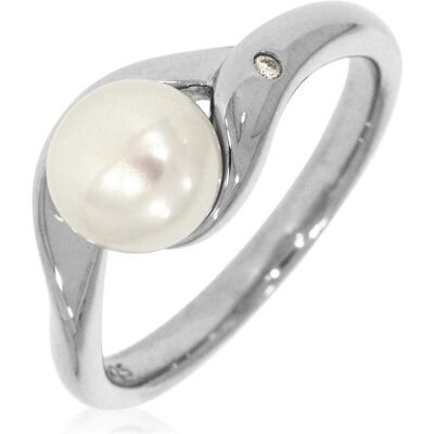 Xen, Ring, Ring mit Diamant und Süsswasserzuchtperle, (52) Xen, Ring, Ring mit Diamant und Süsswasserzuchtperle, (52)