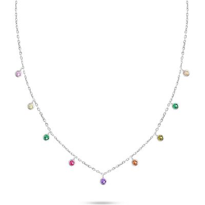 Brilio, Halsschmuck, Silver - Silver necklace with colored zircons NCL60W, (Silber) Brilio, Halsschmuck, Silver - Silver necklace with colored zircons NCL60W, (Silber)