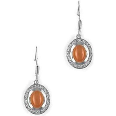 Xen, Ohrringe, Ohrhänger oval mit 2 Pfirsich Mondsteinen XE0194, (925 Sterling Silber) Xen, Ohrringe, Ohrhänger oval mit 2 Pfirsich Mondsteinen XE0194, (925 Sterling Silber)