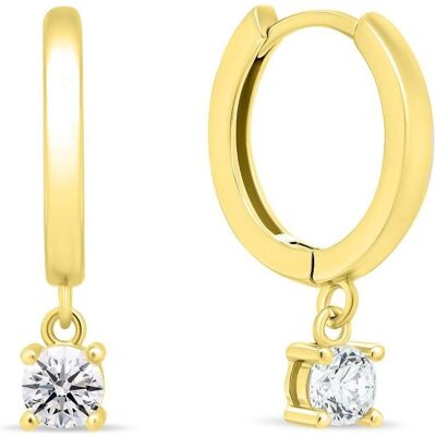 Brilio, Ohrringe, Silver - Gold-plated hoop earrings with pendants EA493Y Brilio, Ohrringe, Silver - Gold-plated hoop earrings with pendants EA493Y