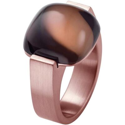 Xen, Ring, Ring mit 15x15mm grossen Rauchquarz Cabochon rosè vergoldet, (51) Xen, Ring, Ring mit 15x15mm grossen Rauchquarz Cabochon rosè vergoldet, (51)