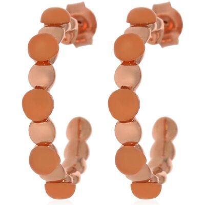 Xen, Ohrringe, Steckcreolen mit Peach Mondstein ca. 3 ct. rosèvergoldet, (925 Sterling Silber) Xen, Ohrringe, Steckcreolen mit Peach Mondstein ca. 3 ct. rosèvergoldet, (925 Sterling Silber)