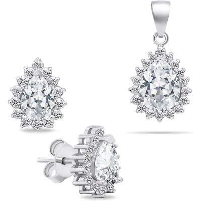 Brilio, Ohrringe, Silver - Charming silver jewelry set with zircons SET226W (earrings. pendant), (Silber) Brilio, Ohrringe, Silver - Charming silver jewelry set with zircons SET226W (earrings. pendant), (Silber)