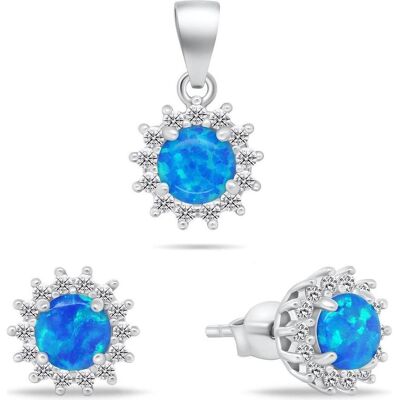 Brilio, Ohrringe, Silver - Beautiful opal jewelry set SET247WB (earrings. pendant) Brilio, Ohrringe, Silver - Beautiful opal jewelry set SET247WB (earrings. pendant)