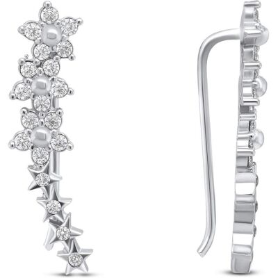 Brilio, Ohrringe, Silver - Playful longitudinal silver earrings with zircons EA81W, (Silber) Brilio, Ohrringe, Silver - Playful longitudinal silver earrings with zircons EA81W, (Silber)