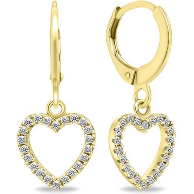 Brilio, Ohrringe, Silver - Gold plated hoop earrings with hearts EA645Y Brilio, Ohrringe, Silver - Gold plated hoop earrings with hearts EA645Y