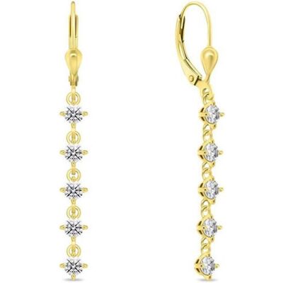 Brilio, Ohrringe, Silver - Lovely Gold Plated Dangle Earrings with Clear Zircons EA1008Y, (Silber) Brilio, Ohrringe, Silver - Lovely Gold Plated Dangle Earrings with Clear Zircons EA1008Y, (Silber)