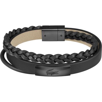 Lacoste, Armschmuck, Fusion Black Leather Bracelet 2040318, (20 cm, Leder, Stahl) Lacoste, Armschmuck, Fusion Black Leather Bracelet 2040318, (20 cm, Leder, Stahl)
